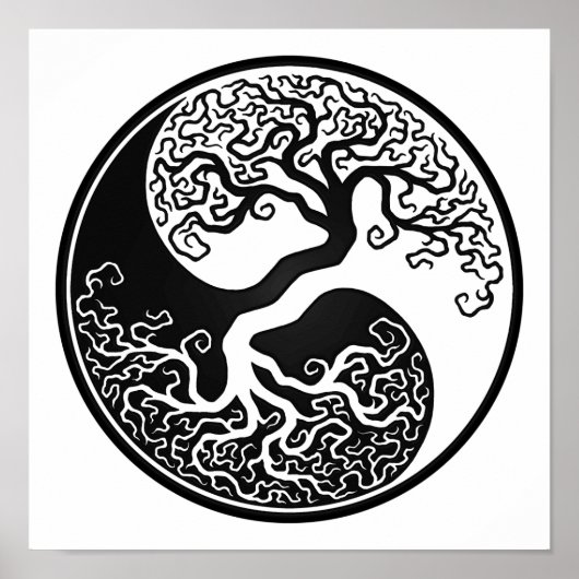 Poster Arbre noir de vie personnalisable Yin Yang (Devant)