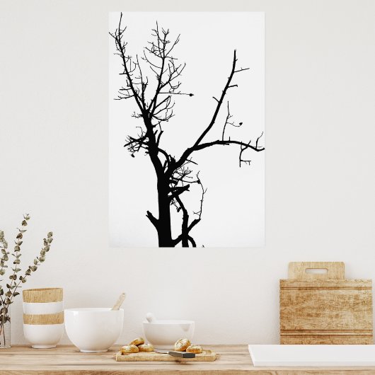 Poster Arbre noir et blanc (Cuisine)