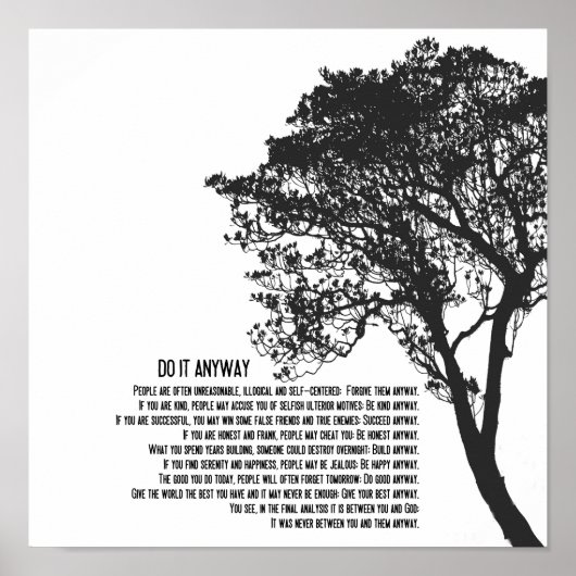 Poster Arbre noir et blanc Fais-le quand même (Devant)