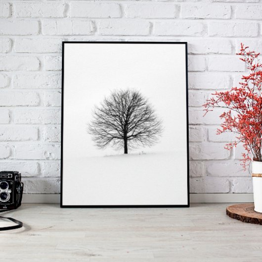 Poster Arbre noir sans feutre Lone en hiver