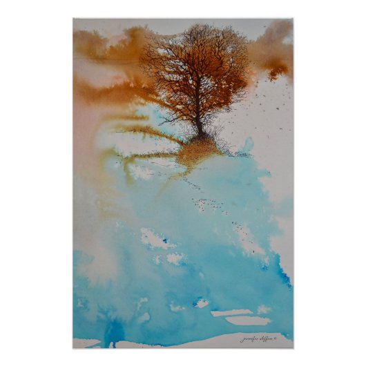 Poster Arbre peinture Abstraite paysage art (Devant)