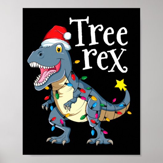 Poster Arbre rex dinosaure noël (Devant)
