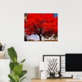 Poster Arbre rouge avec nuages (Bureau à domicile)