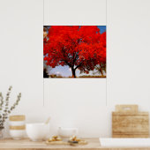 Poster Arbre rouge avec nuages (Cuisine)