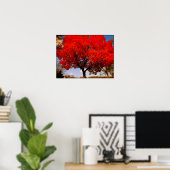 Poster Arbre rouge avec nuages (Bureau à domicile)