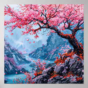 Poster Arbre Sakura Papier Peint Fleur de Cerisier