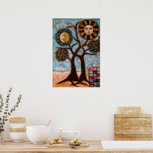 Poster Arbre, Soleil et Lune (Cuisine)