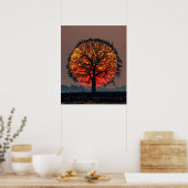 Poster Arbre solitaire au coucher du soleil (Cuisine)