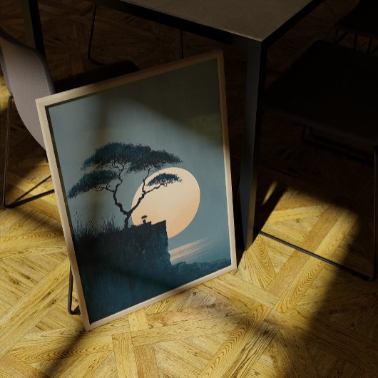 Poster Arbre Solitaire Cliff Mur Zen Art- Décor Minimalis