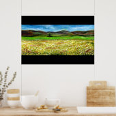 POSTER ARBRE SOLITAIRE DANS LE CHAMP DE FLEURS JAUNES, TO (Cuisine)