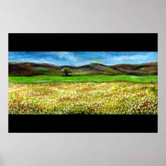 POSTER ARBRE SOLITAIRE DANS LE CHAMP DE FLEURS JAUNES, TO (Devant)