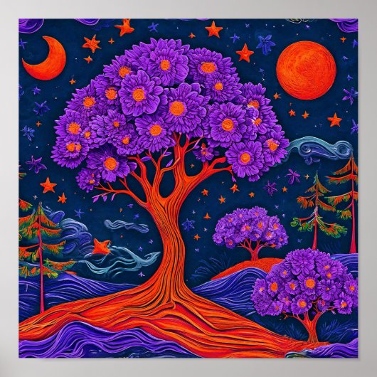 Poster Arbre surréaliste fantastique (Devant)