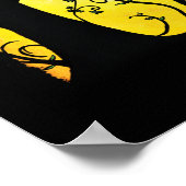 Poster Arbre tourbillon jaune d'été avec oiseaux (Coin)