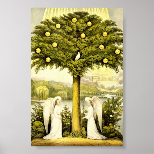 Poster Arbre vintage de vie Illustration chrétienne 1892 (Devant)