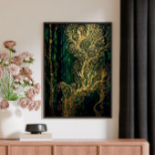 Poster Arbres Abstraits Dorés Inspirés de Klimt