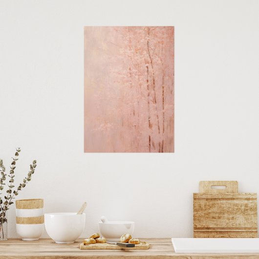 Poster Arbres Abstraits en fleurs roses (Cuisine)