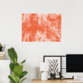 Poster Arbres aux silhouettes orange et blanc (Bureau à domicile)