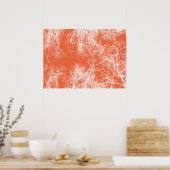 Poster Arbres aux silhouettes orange et blanc (Cuisine)