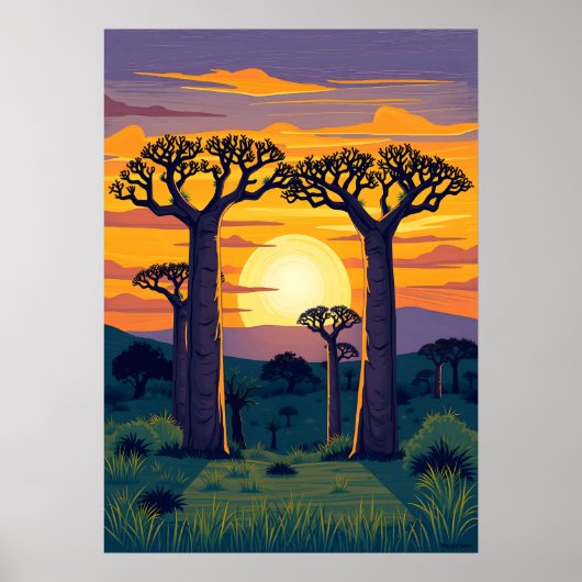 Poster Arbres Baobabs Africains (Devant)