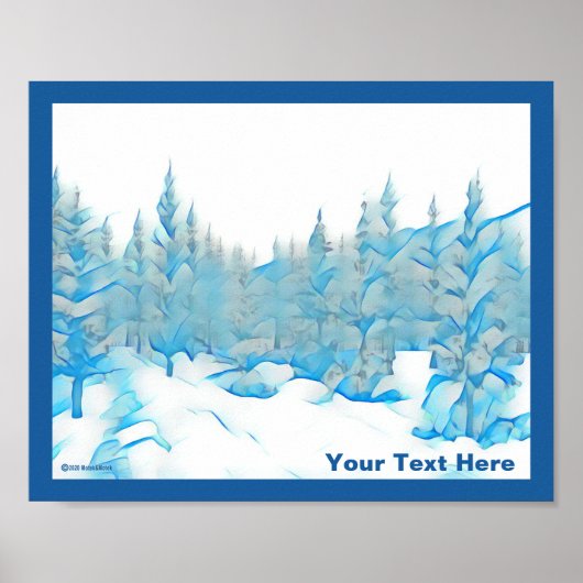 Poster Arbres bleus neigeux (Devant)