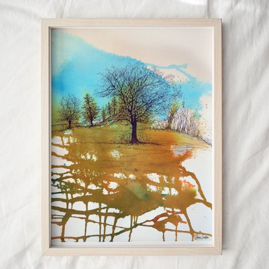 Poster Arbres Blue Rust Aquarelle Encre Arbre d'encre Art