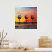 Poster Arbres dans un coucher de soleil toscan (Cuisine)