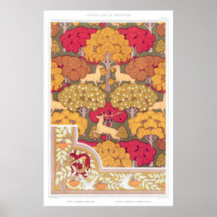 Poster Arbres d'automne Art nouveau et chute Vintage de c