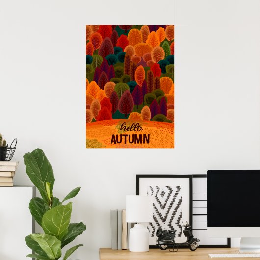 Poster Arbres d'automne colorés modernes, Bonjour Automne (Bureau à domicile)