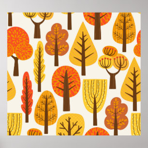 Poster Arbres d'automne, motif sans soudure.