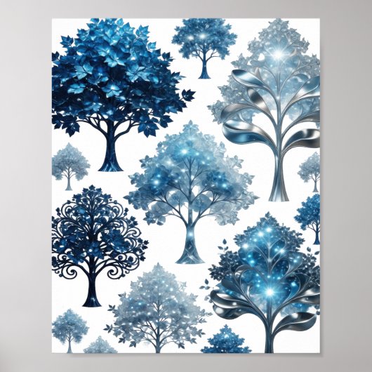 Poster Arbres de GLACE BLEU Argent Frais (Devant)