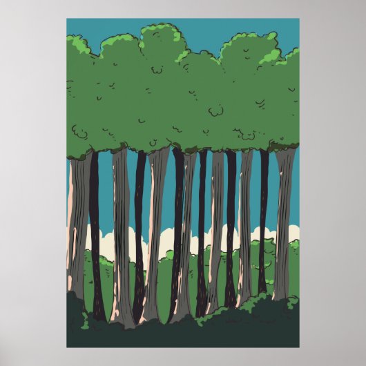 Poster Arbres de la forêt japonaise (Devant)