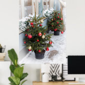 Poster Arbres de Noël décorés dans la rue. (Bureau à domicile)