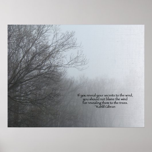 Poster Arbres d'hiver dans le brouillard - Citation de Kh (Devant)