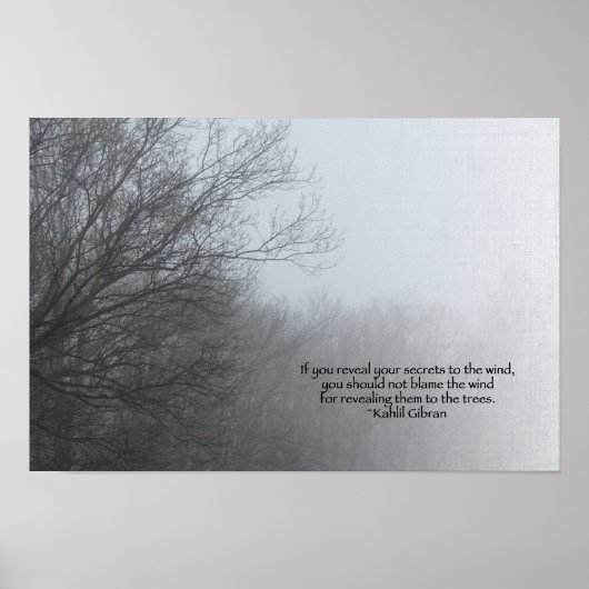 Poster Arbres d'hiver dans le brouillard - Citation de Kh (Devant)