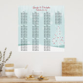 Poster Arbres d'hiver et flocons de neige Carte de siège  (Cuisine)