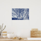 Poster Arbres en hiver - Effet Cyanotype (Cuisine)