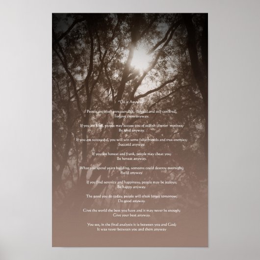 Poster Arbres lumineux "Faites-le quand même" (Devant)