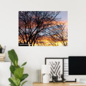 Poster Arbres nus au coucher du soleil (Bureau à domicile)
