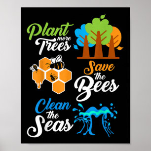 Poster Arbres plantes, Sauvez les abeilles, Mer Propres P