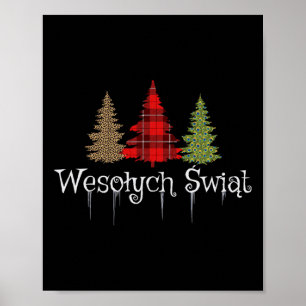 Poster Arbres polonaises Joyeux Noël Wesolych Swiat Plaid