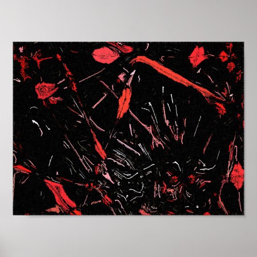 Poster Arbres rouges, art abstrait, peinture sur toile no (Devant)