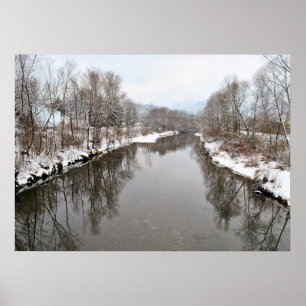 Poster Arbres se reflétant dans la rivière