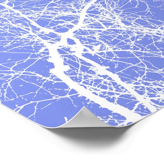 Poster Arbres silhouettes bleus et blancs (Coin)