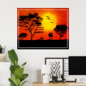 Poster Arbres Sunset Silhouette Design (Bureau à domicile)