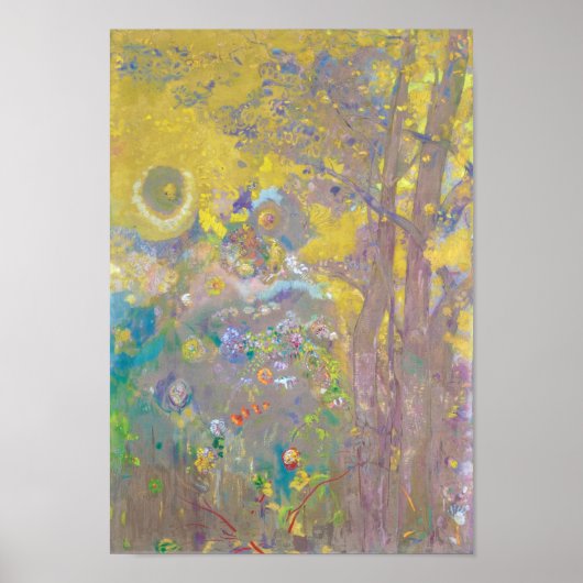 Poster Arbres sur Arrière - plan Jaune, Redon (Devant)