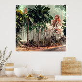 Poster Arbres sur un côté de la route de campagne (Cuisine)