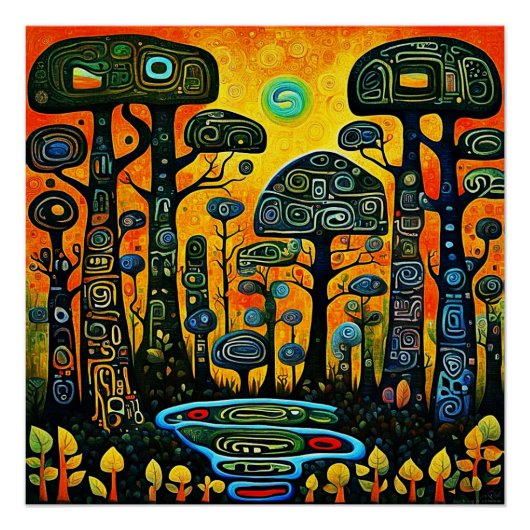 Poster Arbres totems (Devant)