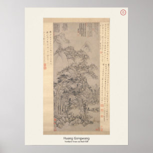 Poster Arbres verdoyants sur falaise rouge - Huang Gongwa