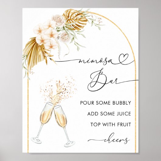 Poster Arc Arc Boho Or Floral Script Mimosa Bar (Devant)