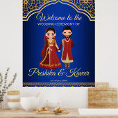 Poster Arc bleu arabe royal couple hindou indien (Cuisine)
